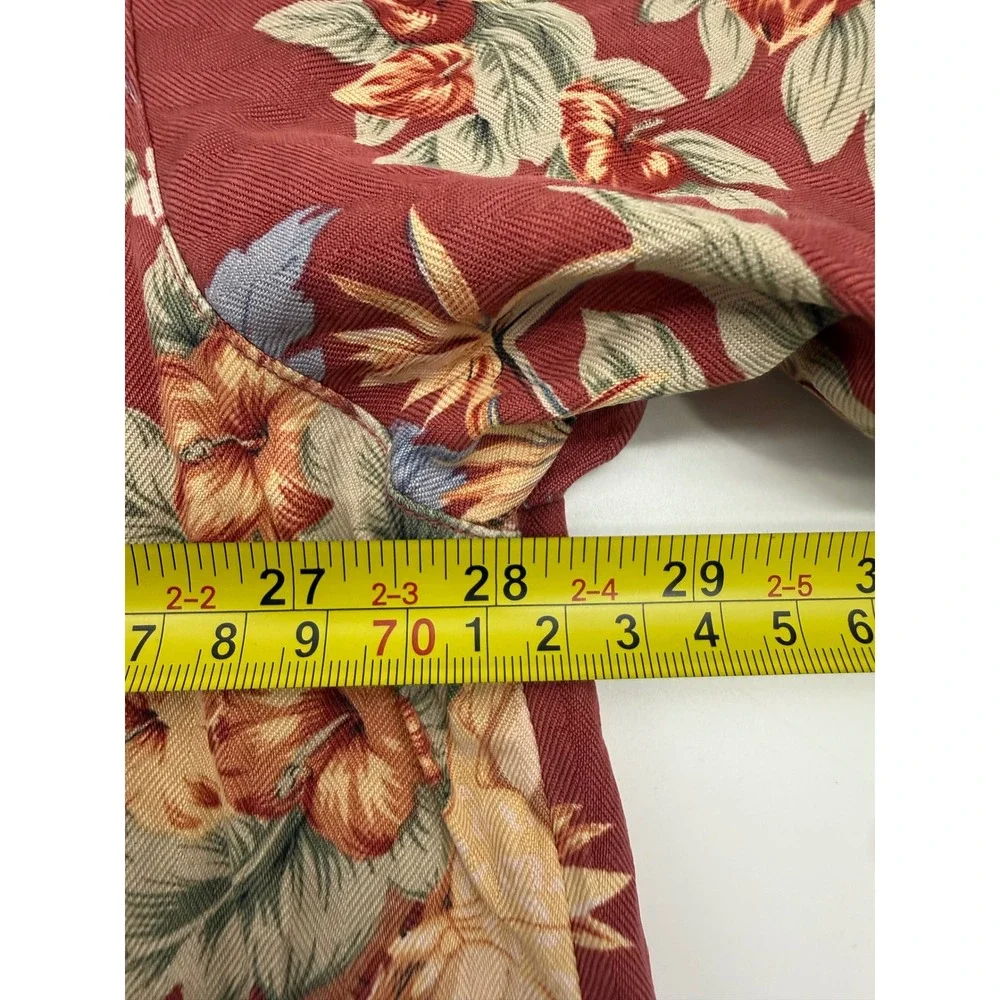Tommy Bahama Mens XXL Red Silk Hula Girl Palm Tree Tropical Camp Shirt